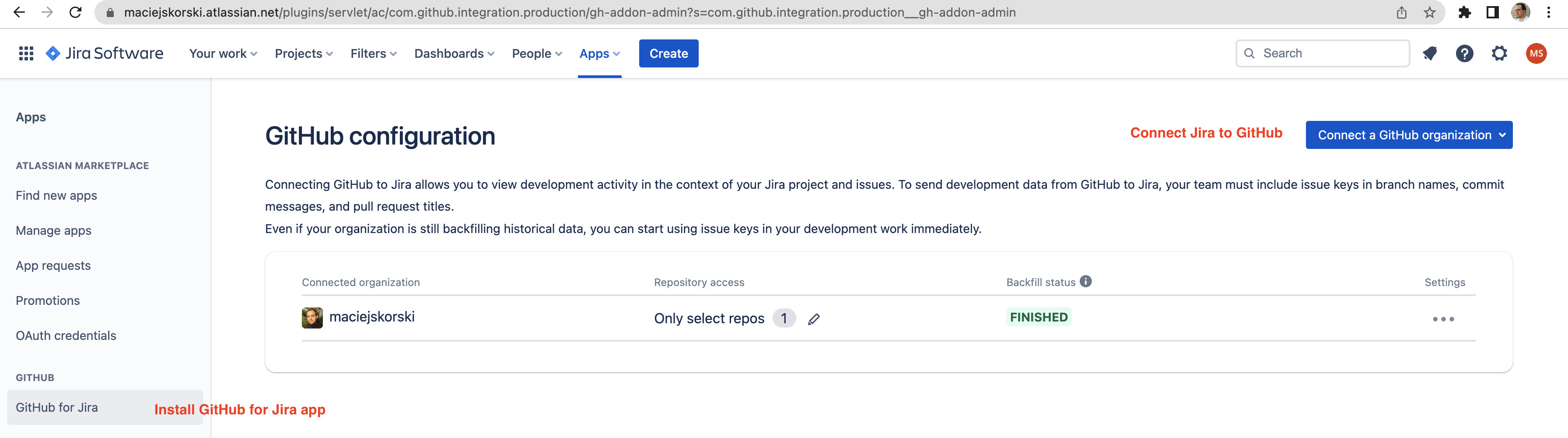 Jira app for GitHub